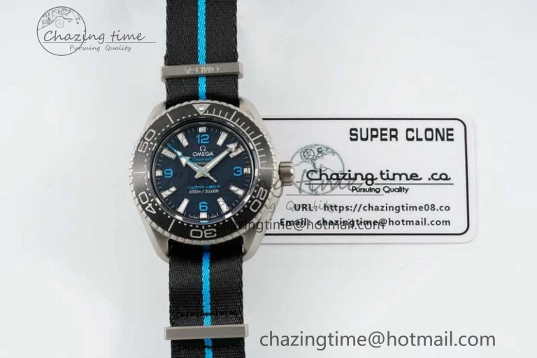 Seamaster 6000M Ultra Deep SS SBF 1:1 Best Edition Black Dial on Black Nylon Strap A8912 Super Clone