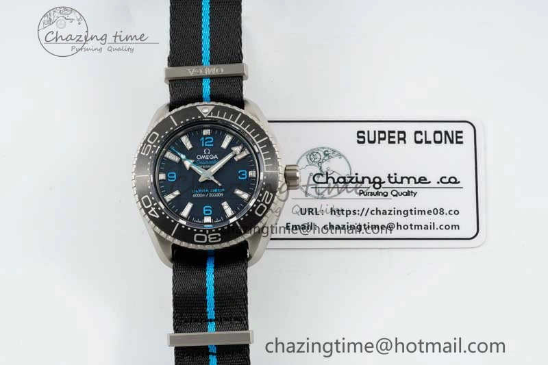 Seamaster 6000M Ultra Deep SS SBF 1:1 Best Edition Black Dial on Black Nylon Strap A8912 Super Clone