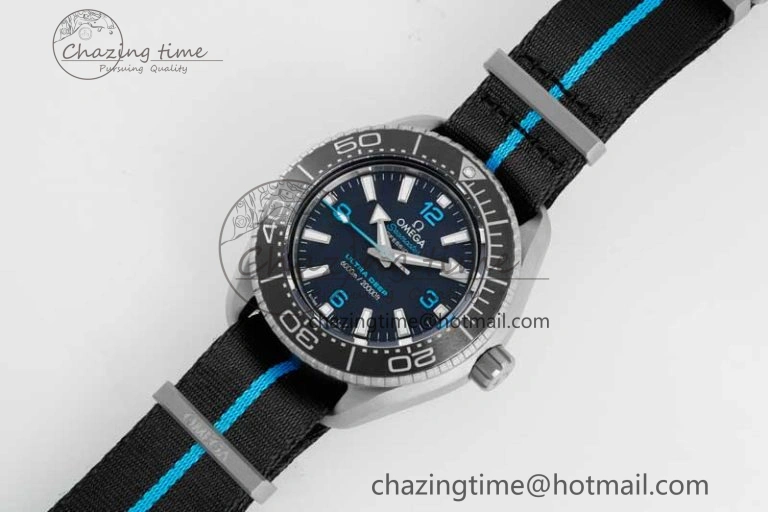 Seamaster 6000M Ultra Deep SS SBF 1:1 Best Edition Black Dial on Black Nylon Strap A8912 Super Clone