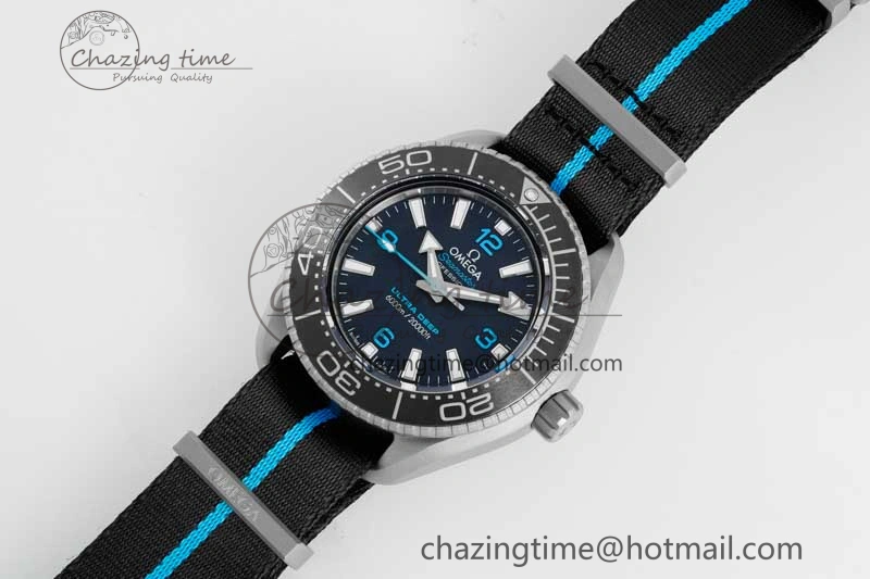 Seamaster 6000M Ultra Deep SS SBF 1:1 Best Edition Black Dial on Black Nylon Strap A8912 Super Clone