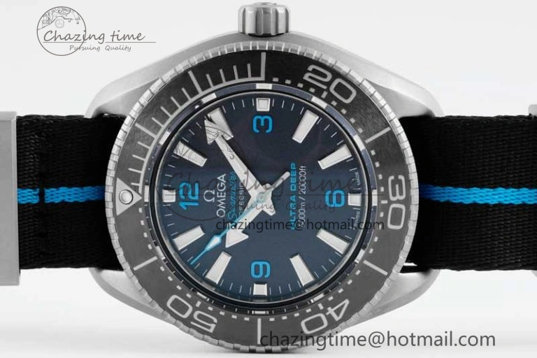 Seamaster 6000M Ultra Deep SS SBF 1:1 Best Edition Black Dial on Black Nylon Strap A8912 Super Clone