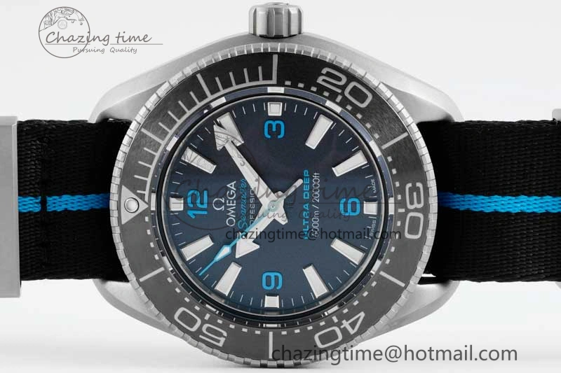 Seamaster 6000M Ultra Deep SS SBF 1:1 Best Edition Black Dial on Black Nylon Strap A8912 Super Clone