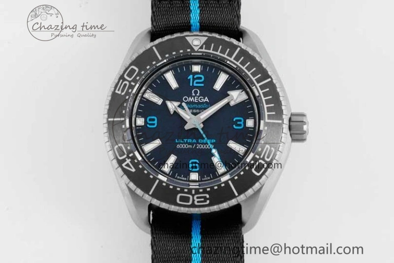 Seamaster 6000M Ultra Deep SS SBF 1:1 Best Edition Black Dial on Black Nylon Strap A8912 Super Clone