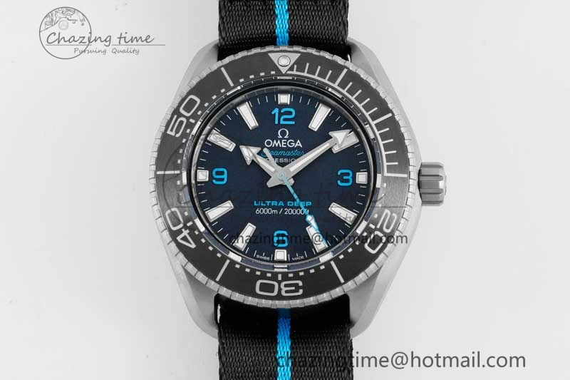 Seamaster 6000M Ultra Deep SS SBF 1:1 Best Edition Black Dial on Black Nylon Strap A8912 Super Clone