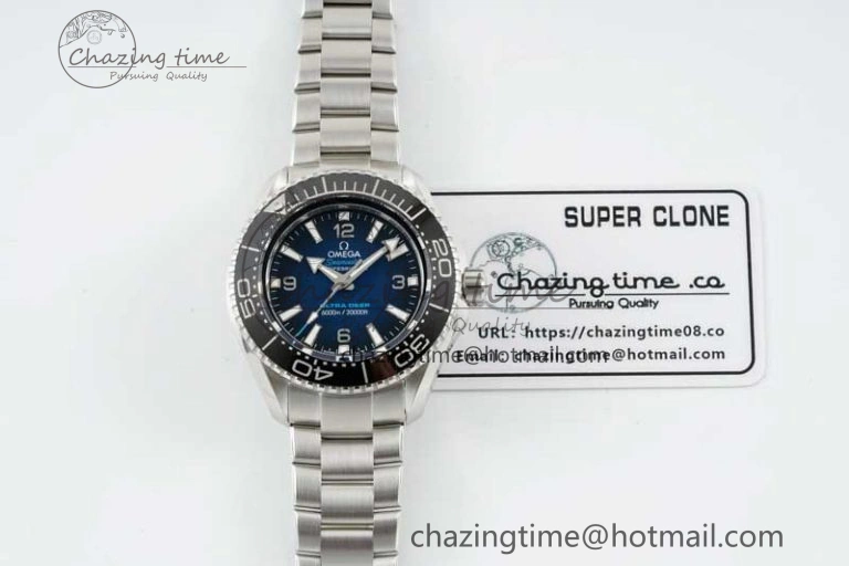 Seamaster 6000M Ultra Deep SS SBF 1:1 Best Edition Deep Blue Dial on SS Bracelet A8912 Super Clone