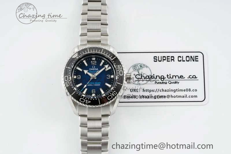 Seamaster 6000M Ultra Deep SS SBF 1:1 Best Edition Deep Blue Dial on SS Bracelet A8912 Super Clone