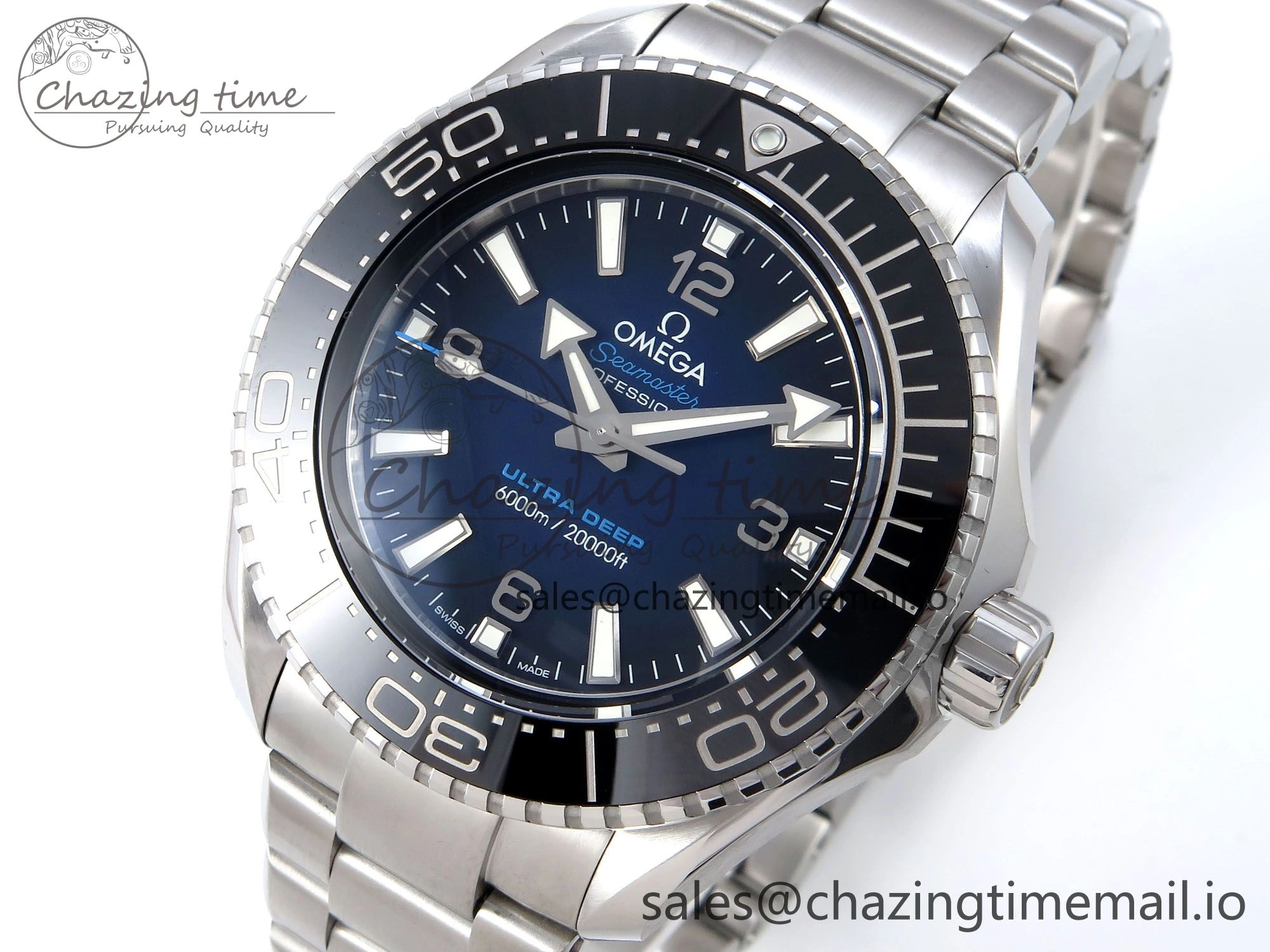 Seamaster 6000M Ultra Deep SS VRF 1:1 Best Edition Deep Blue Dial on SS Bracelet A8912 Super Clone