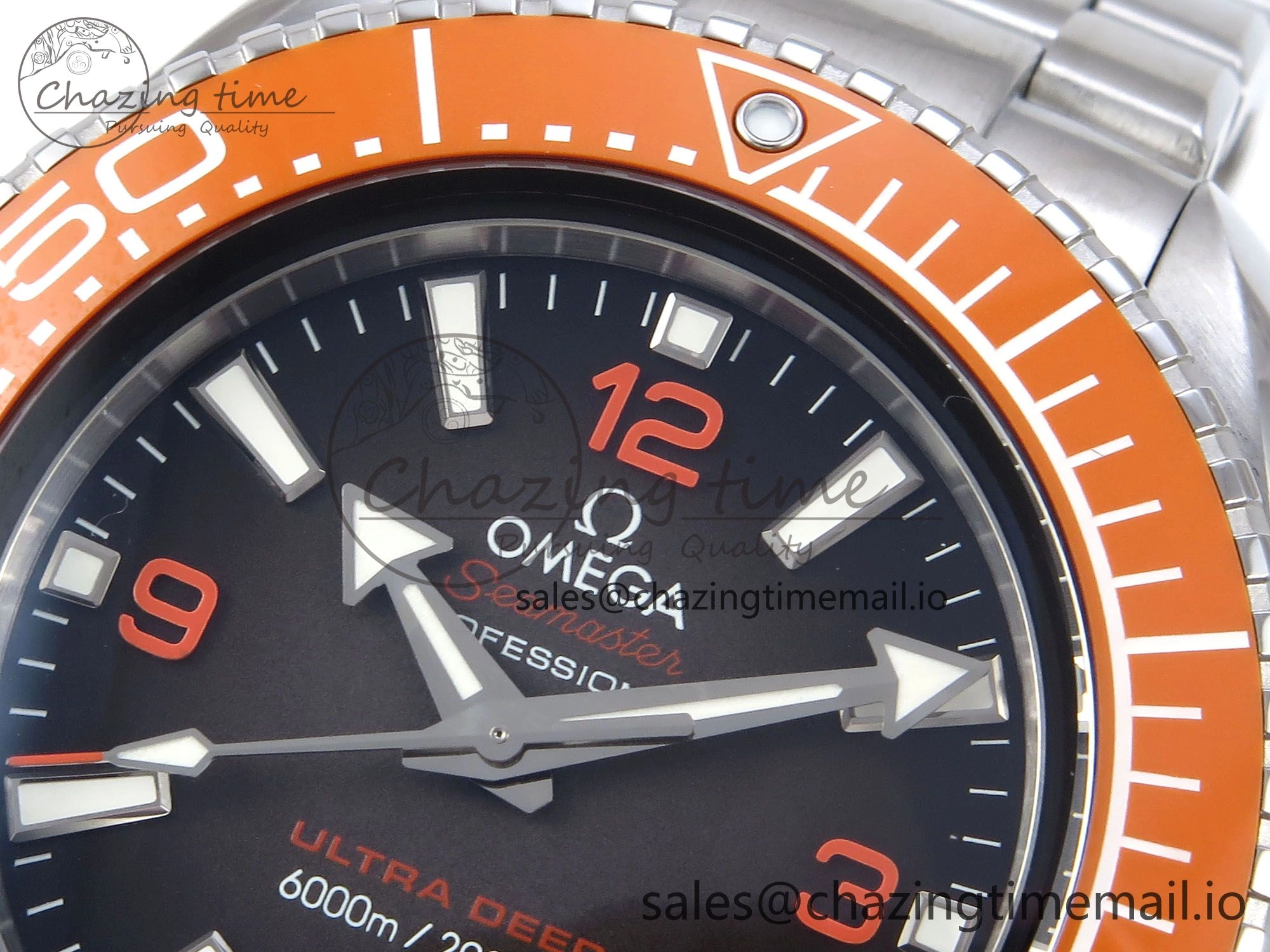Seamaster 6000M Ultra Deep SS VRF 1:1 Best Edition Gray Dial Orange Bezel on SS Bracelet A8912 Super Clone