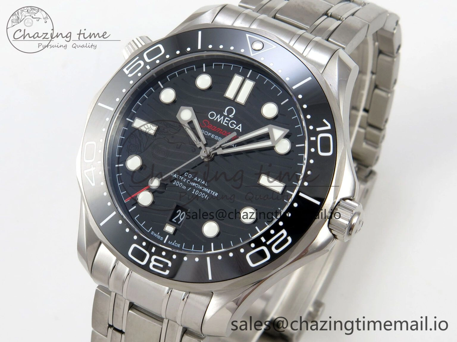 Seamaster Diver 300M Black Ceramic Bezel V4 VSF 1:1 Best Edition Black Dial On SS Bracelet Super Clone Asian 8800