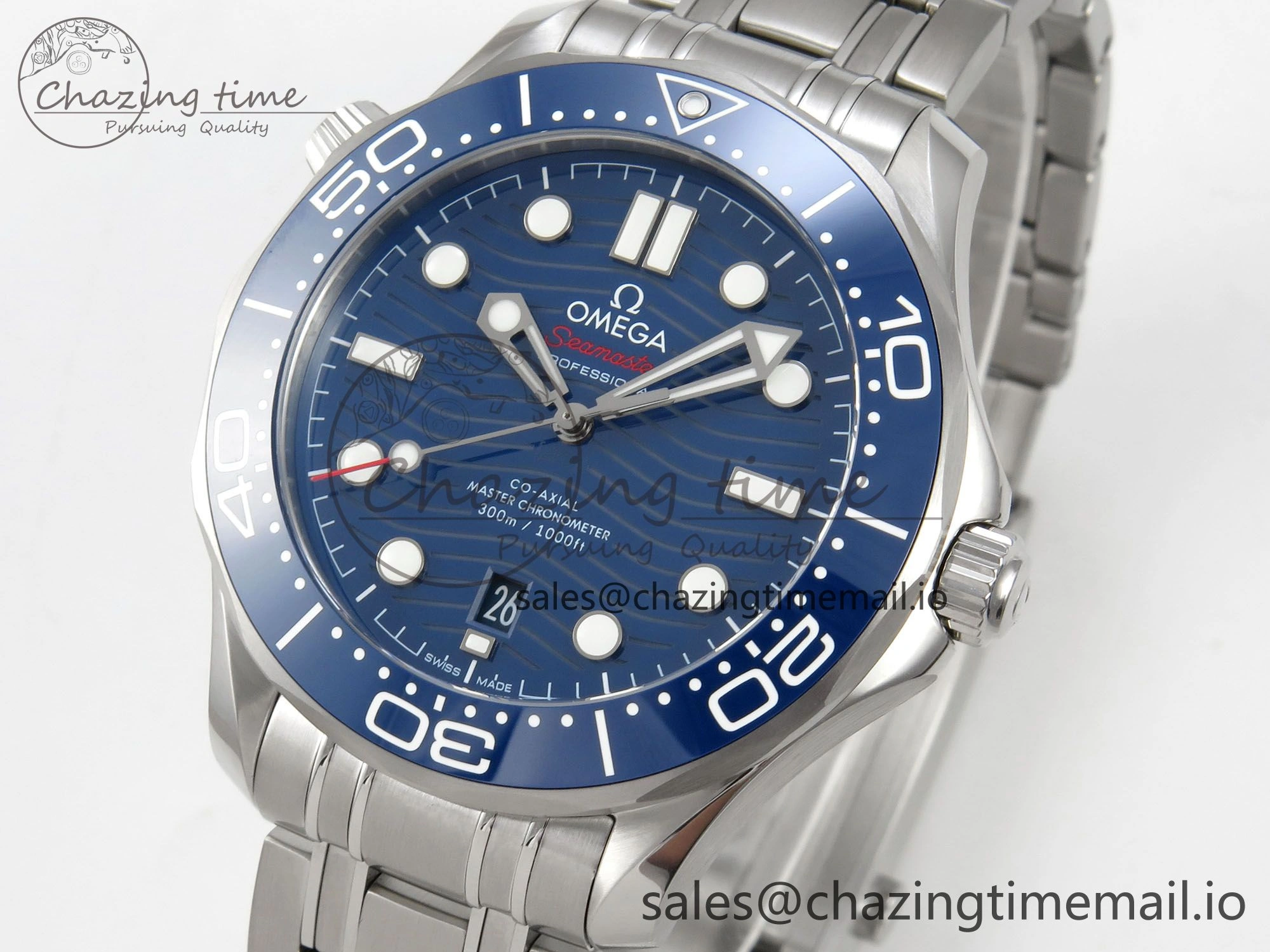 Seamaster Diver 300M Black Ceramic Bezel V4 VSF 1:1 Best Edition Blue Dial On SS Bracelet Super Clone Asian 8800