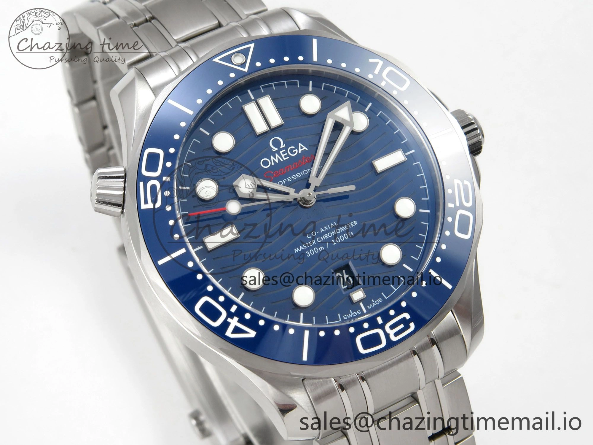 Seamaster Diver 300M Black Ceramic Bezel V4 VSF 1:1 Best Edition Blue Dial On SS Bracelet Super Clone Asian 8800