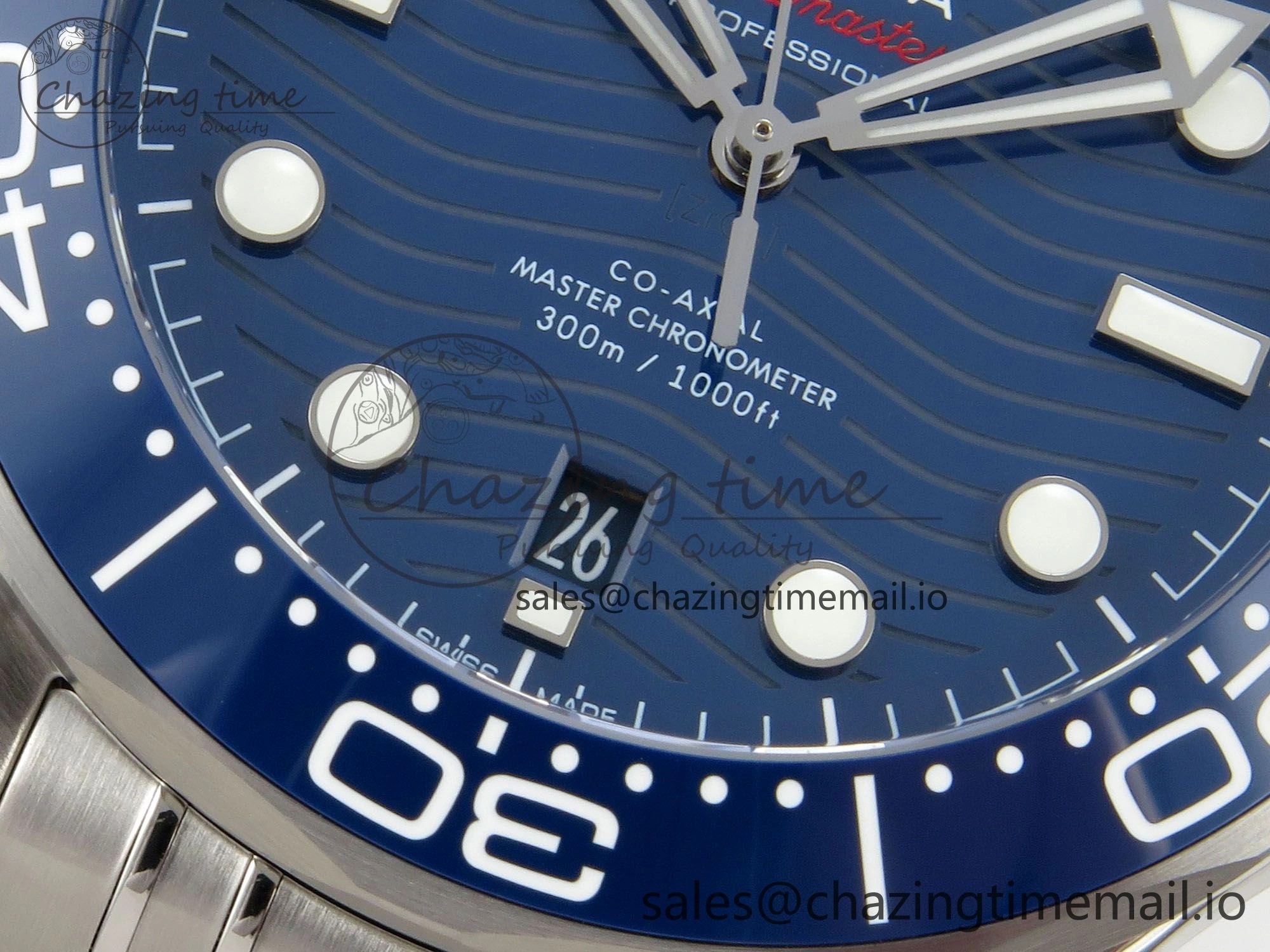 Seamaster Diver 300M Black Ceramic Bezel V4 VSF 1:1 Best Edition Blue Dial On SS Bracelet Super Clone Asian 8800