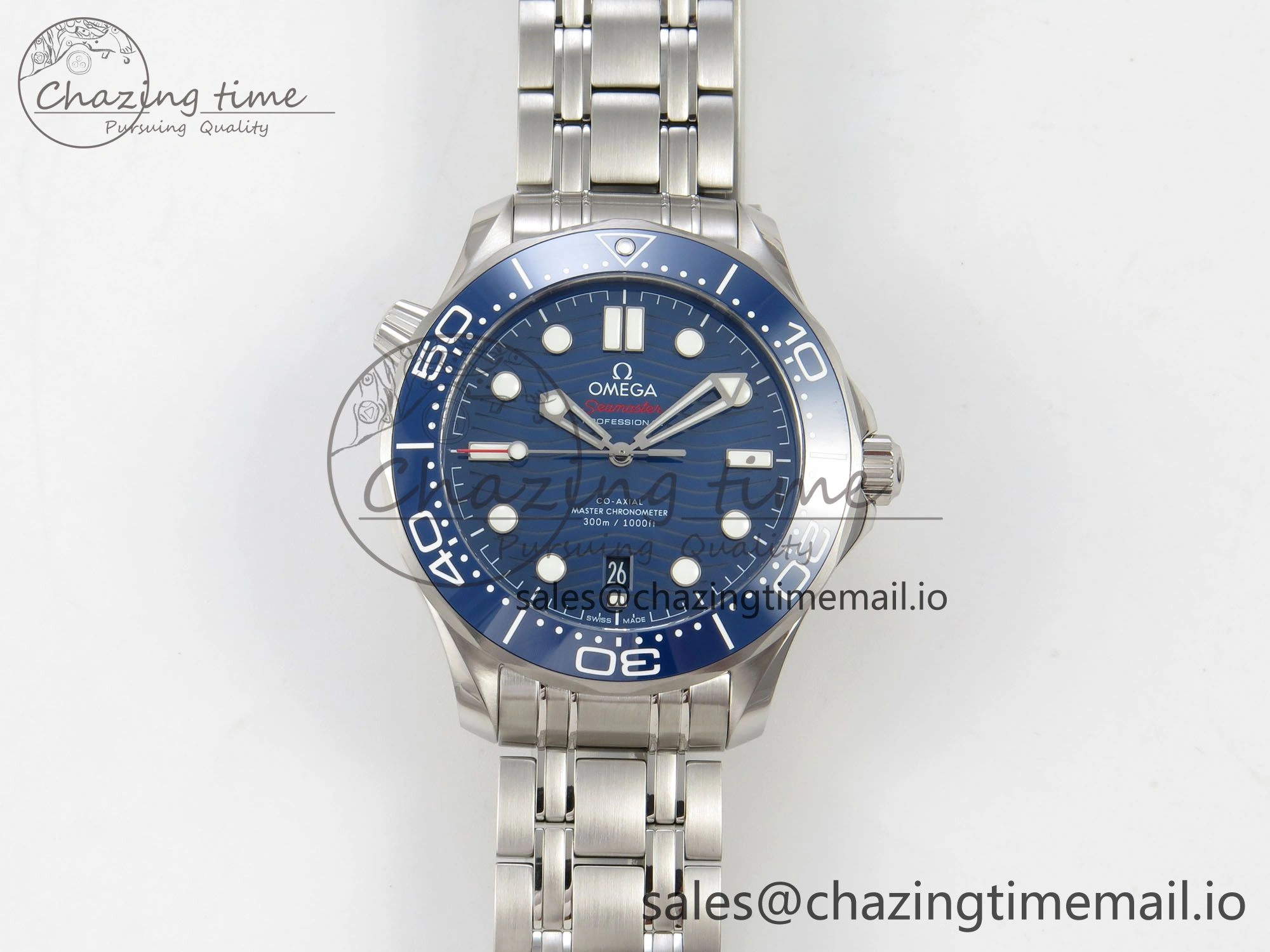 Seamaster Diver 300M Black Ceramic Bezel V4 VSF 1:1 Best Edition Blue Dial On SS Bracelet Super Clone Asian 8800