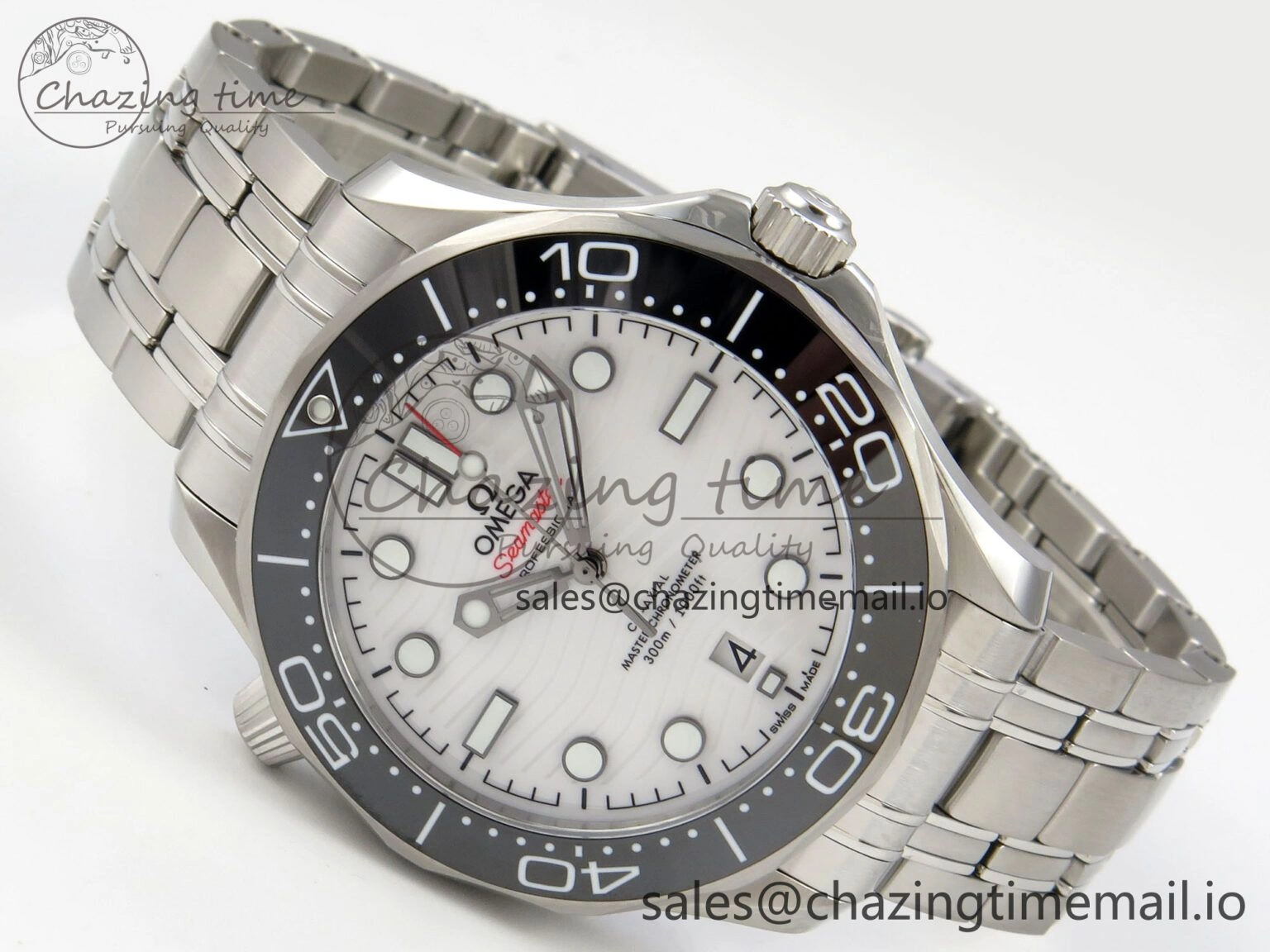 Seamaster Diver 300M Black Ceramic Bezel V4 VSF 1:1 Best Edition White Dial On SS Bracelet Super Clone Asian 8800