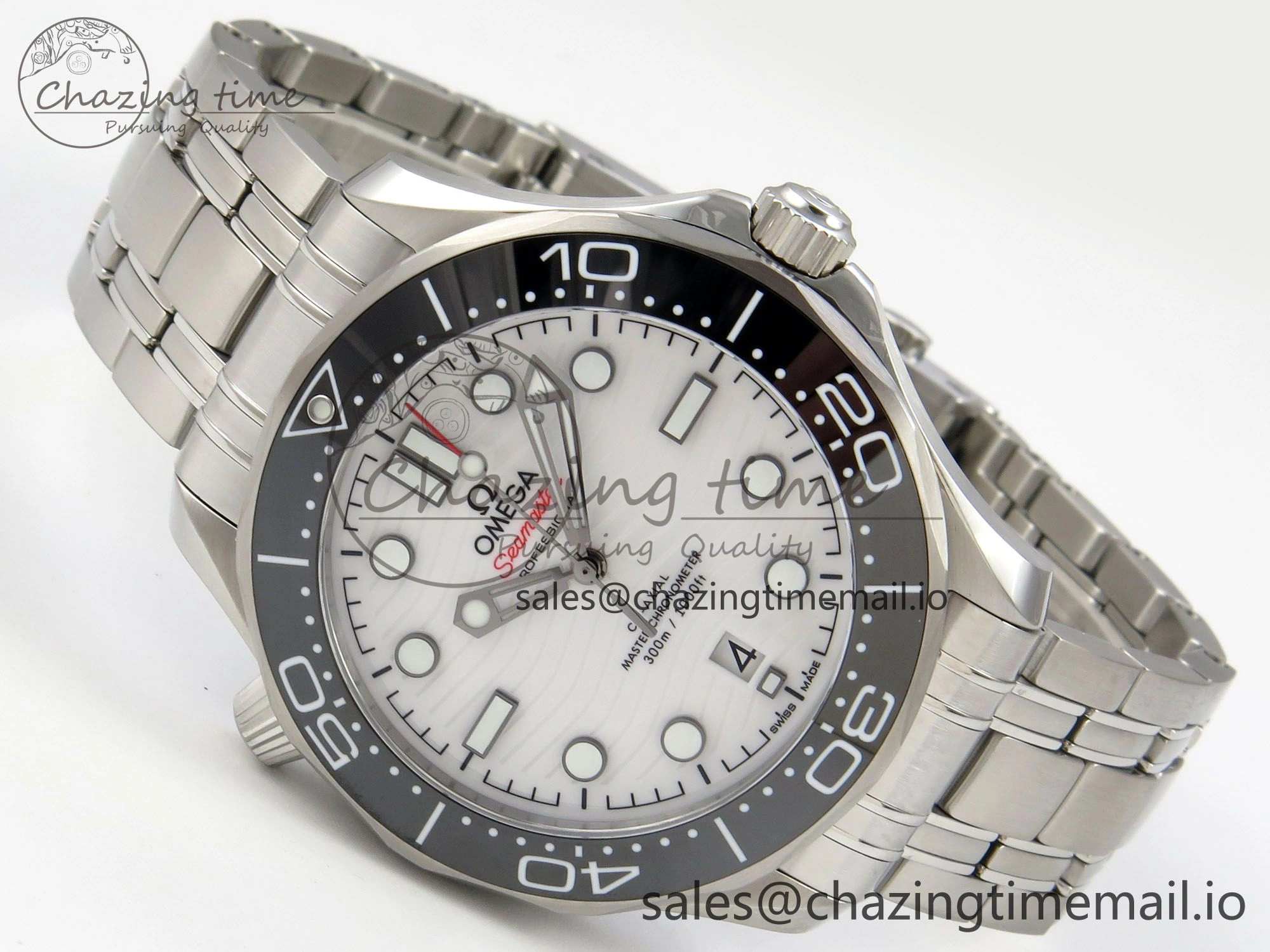 Seamaster Diver 300M Black Ceramic Bezel V4 VSF 1:1 Best Edition White Dial On SS Bracelet Super Clone Asian 8800