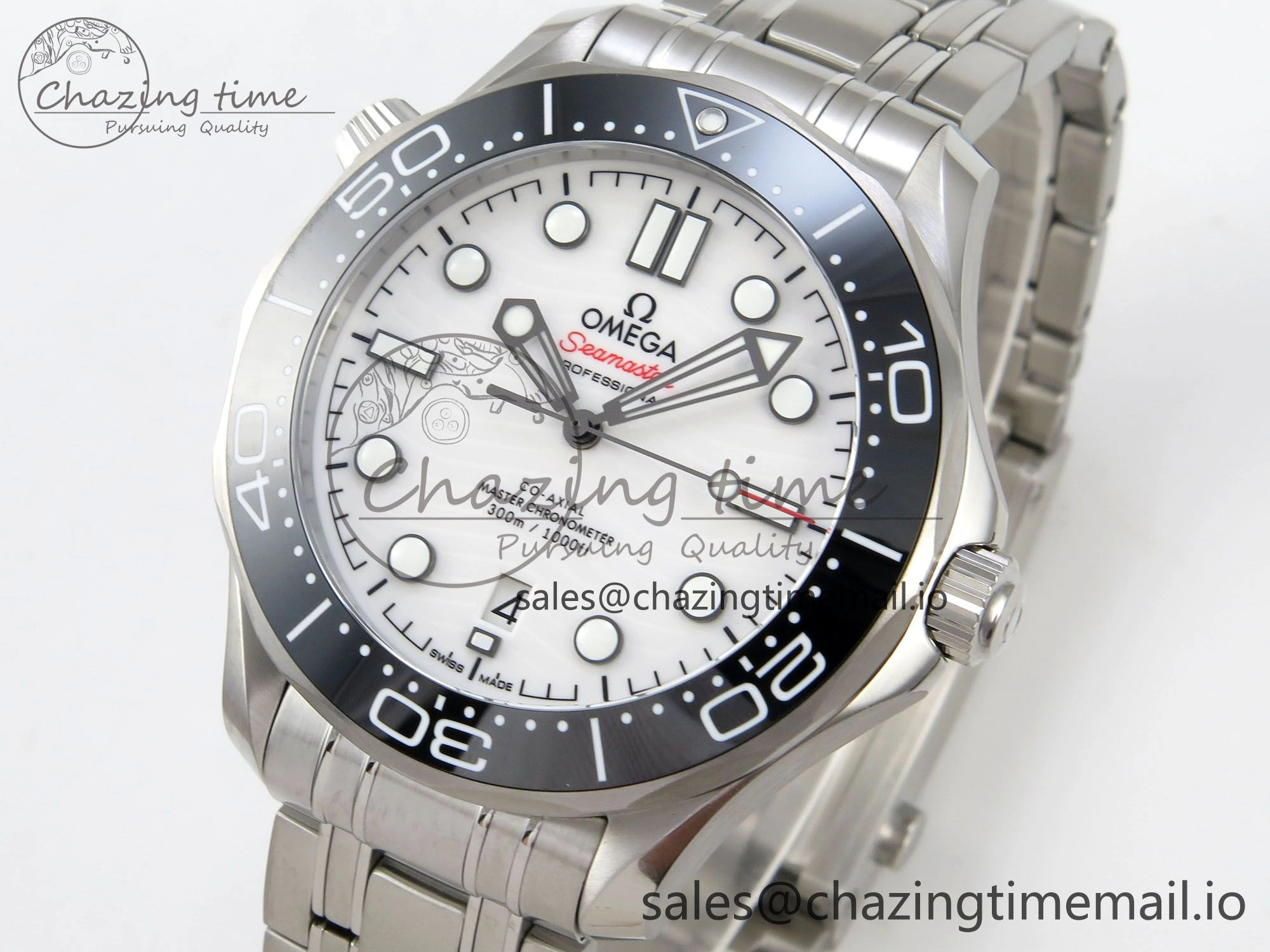 Seamaster Diver 300M Black Ceramic Bezel V4 VSF 1:1 Best Edition White Dial On SS Bracelet Super Clone Asian 8800