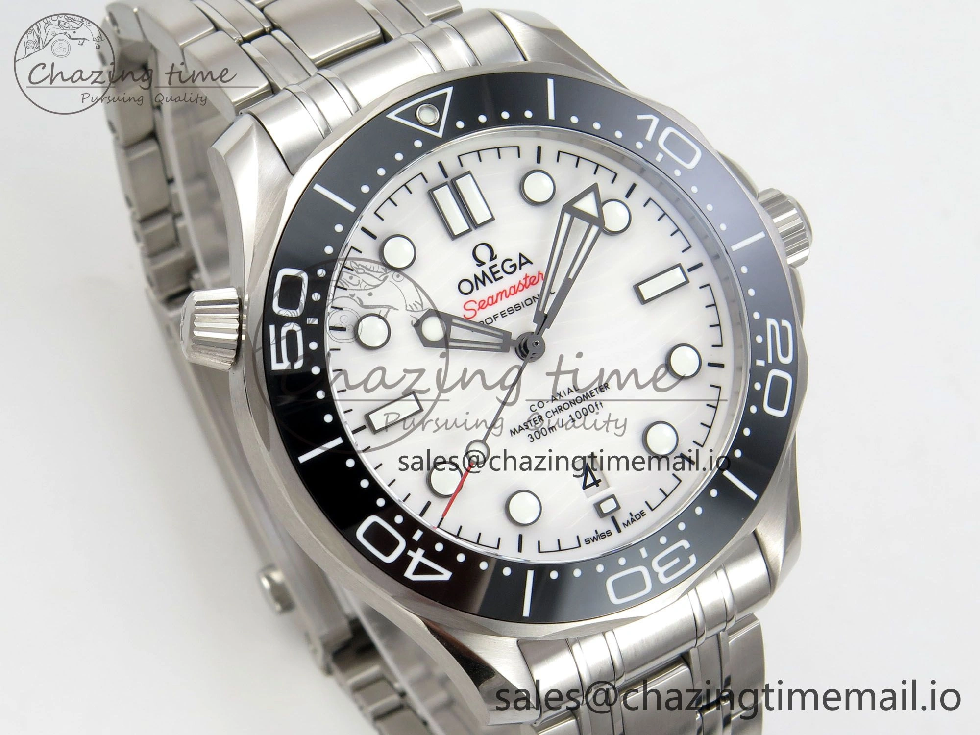Seamaster Diver 300M Black Ceramic Bezel V4 VSF 1:1 Best Edition White Dial On SS Bracelet Super Clone Asian 8800