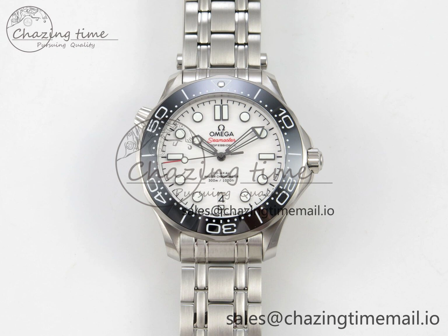 Seamaster Diver 300M Black Ceramic Bezel V4 VSF 1:1 Best Edition White Dial On SS Bracelet Super Clone Asian 8800