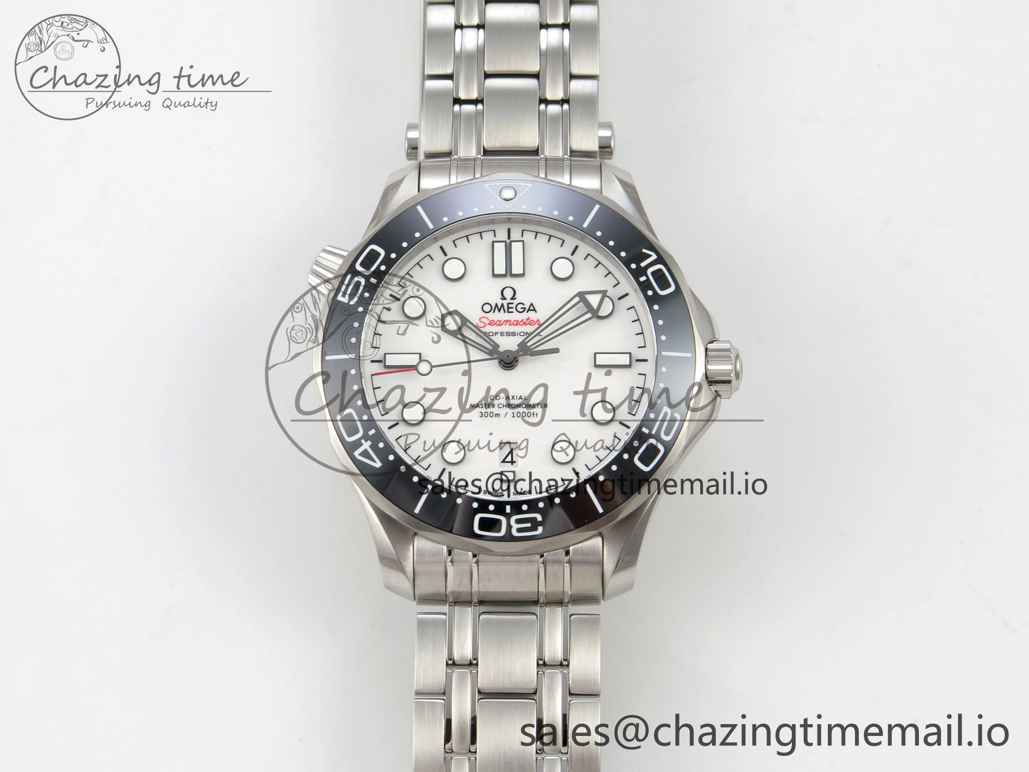 Seamaster Diver 300M Black Ceramic Bezel V4 VSF 1:1 Best Edition White Dial On SS Bracelet Super Clone Asian 8800