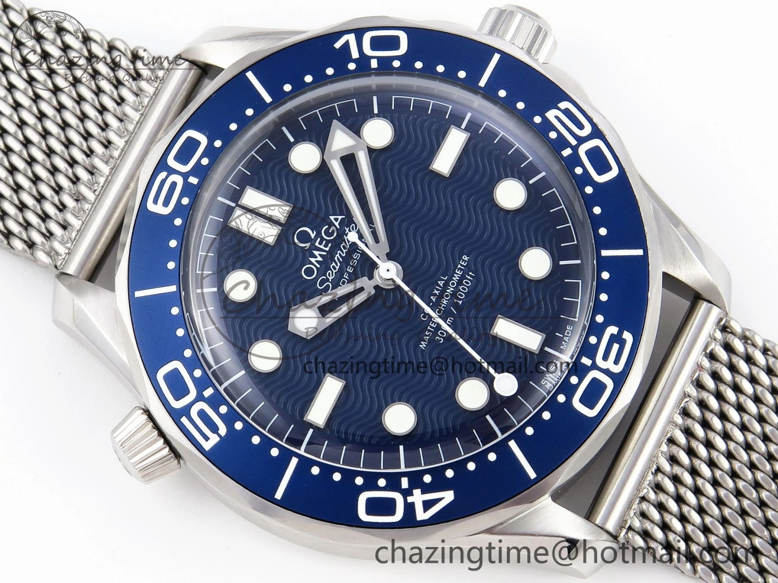 Seamaster Diver 300M James Bond 007 60th Anniversary VSF 1:1 Best Edition  Blue Dial on Mesh Bracelet A8806