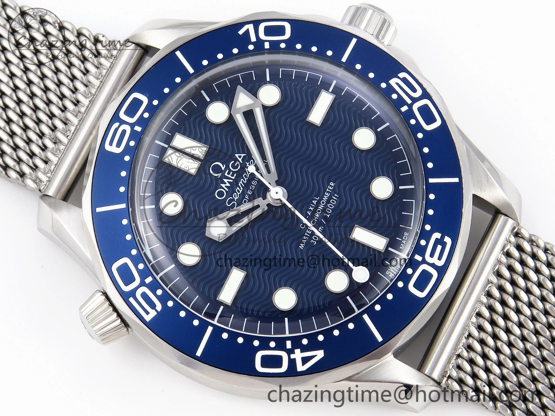 Seamaster Diver 300M James Bond 007 60th Anniversary VSF 1:1 Best Edition  Blue Dial on Mesh Bracelet A8806