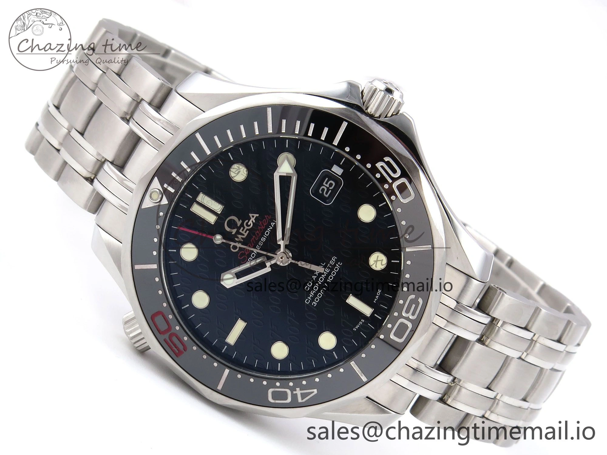 Seamaster Diver 300M OMF 1:1 Best Edition Black Ceramic Black 007 Dial on SS Bracelet A2507