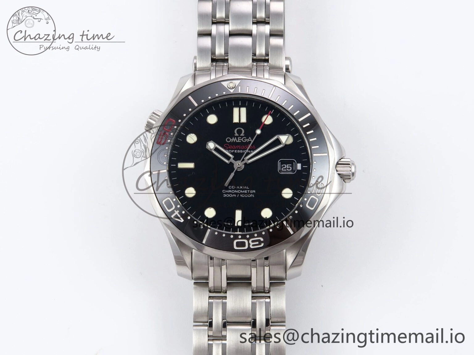 Seamaster Diver 300M OMF 1:1 Best Edition Black Ceramic Black 007 Dial on SS Bracelet A2507