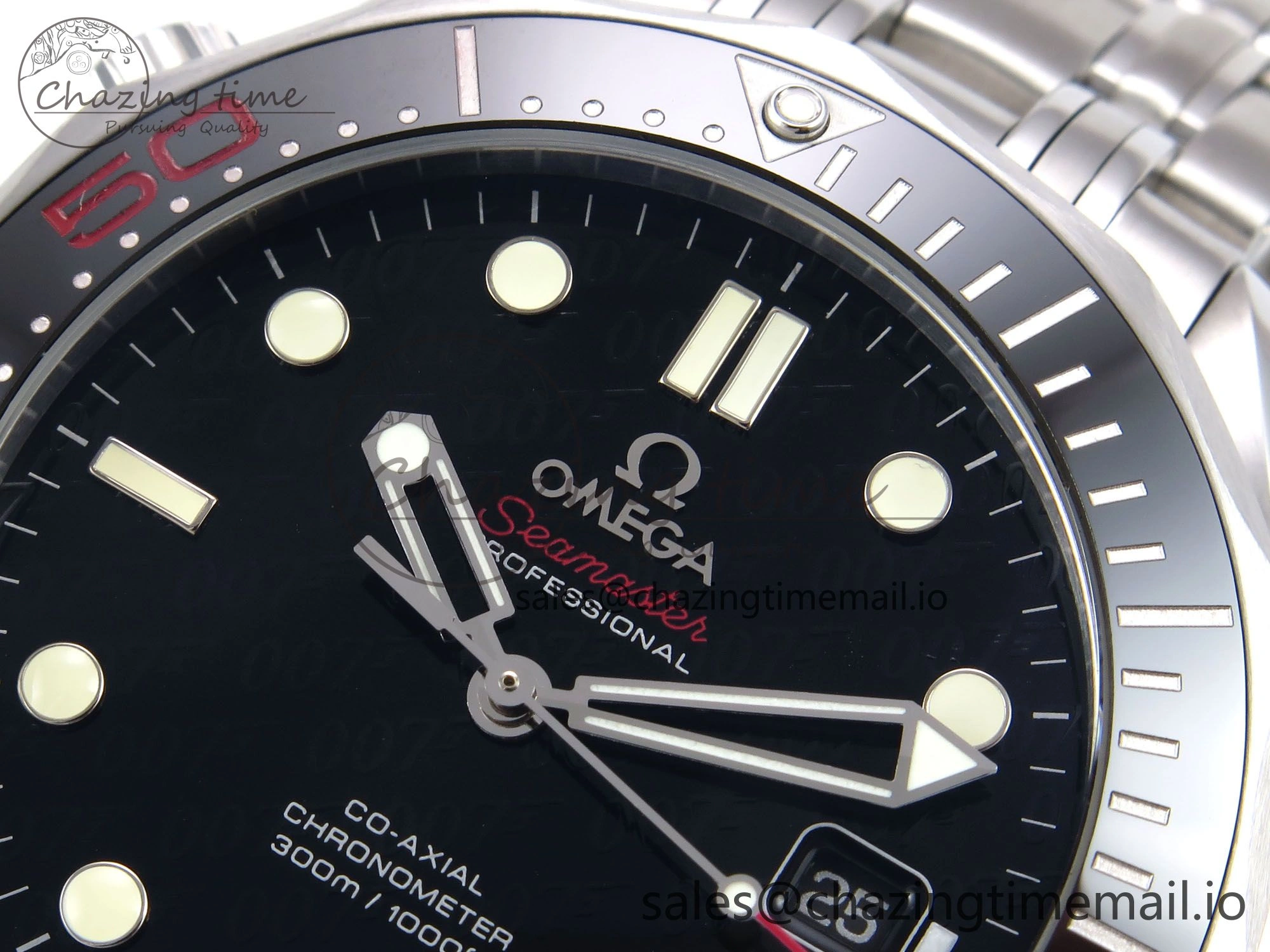 Seamaster Diver 300M OMF 1:1 Best Edition Black Ceramic Black 007 Dial on SS Bracelet A2507