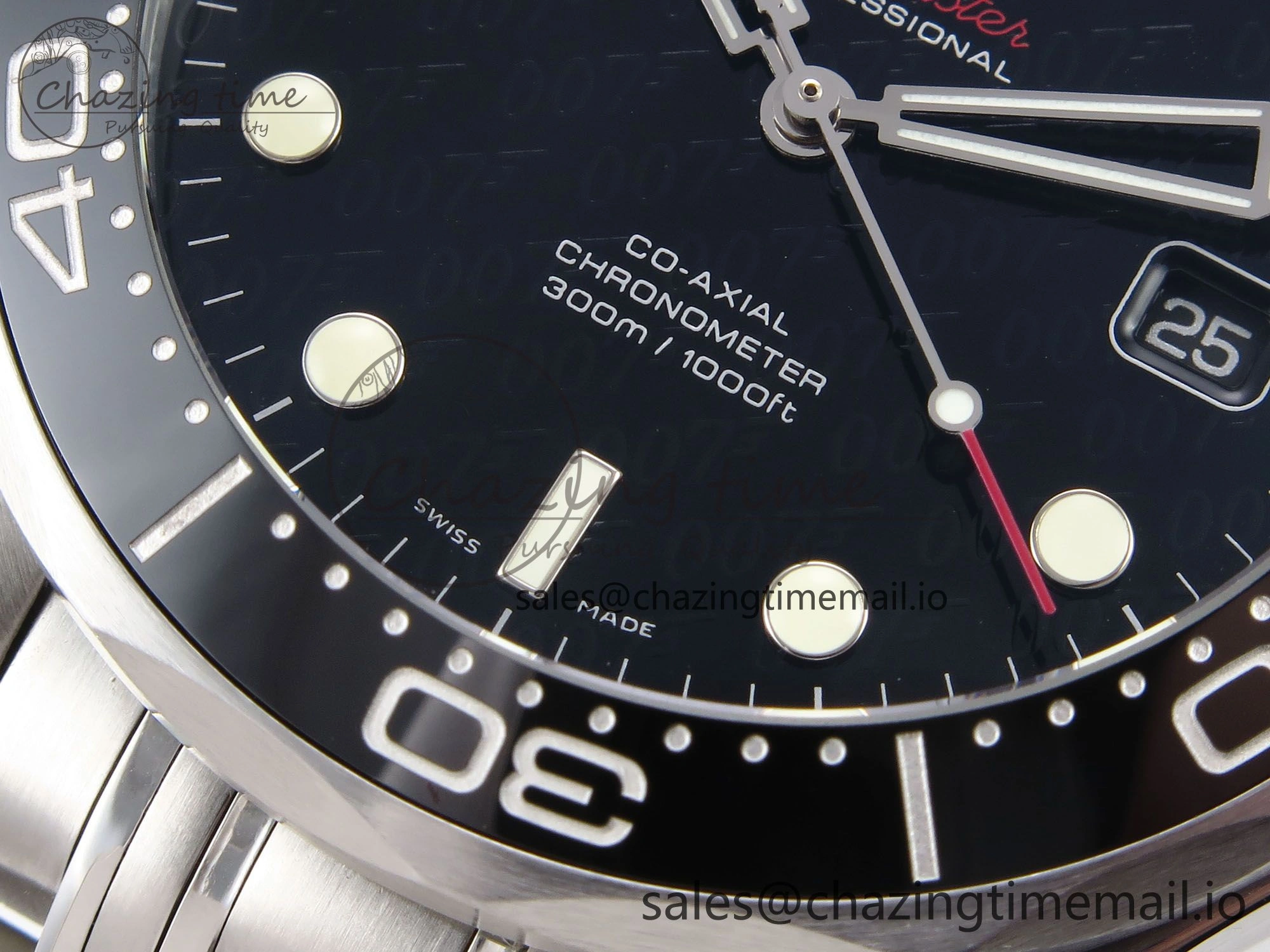 Seamaster Diver 300M OMF 1:1 Best Edition Black Ceramic Black 007 Dial on SS Bracelet A2507