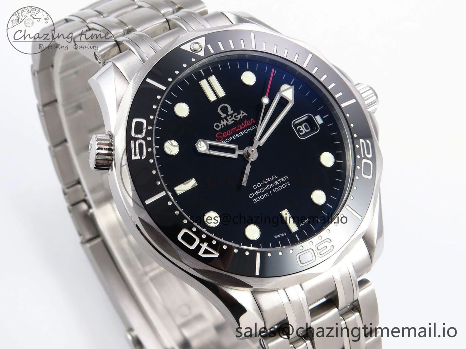 Seamaster Diver 300M OMF 1:1 Best Edition Black Ceramic Black Dial on SS Bracelet A2500