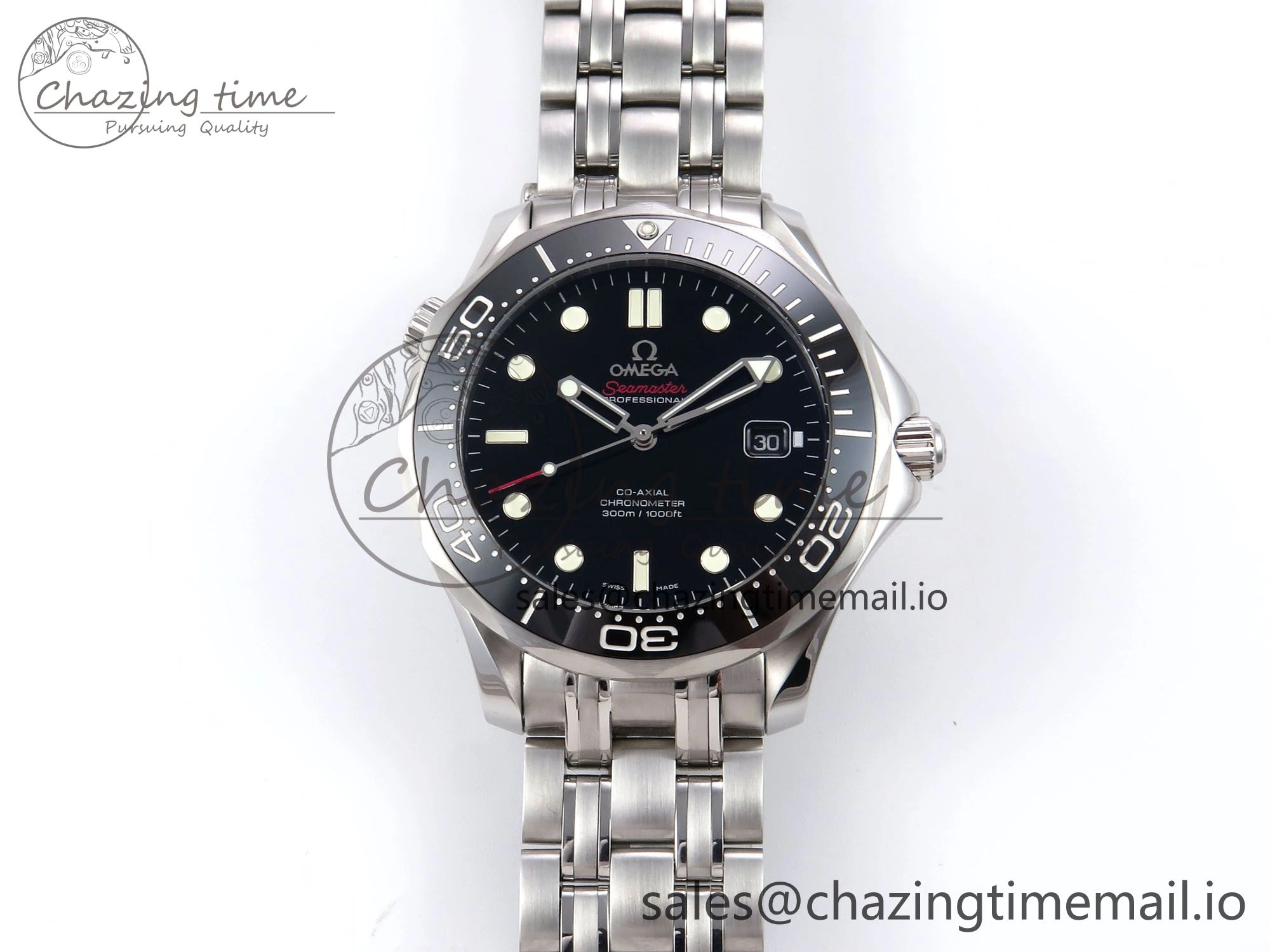 Seamaster Diver 300M OMF 1:1 Best Edition Black Ceramic Black Dial on SS Bracelet A2500