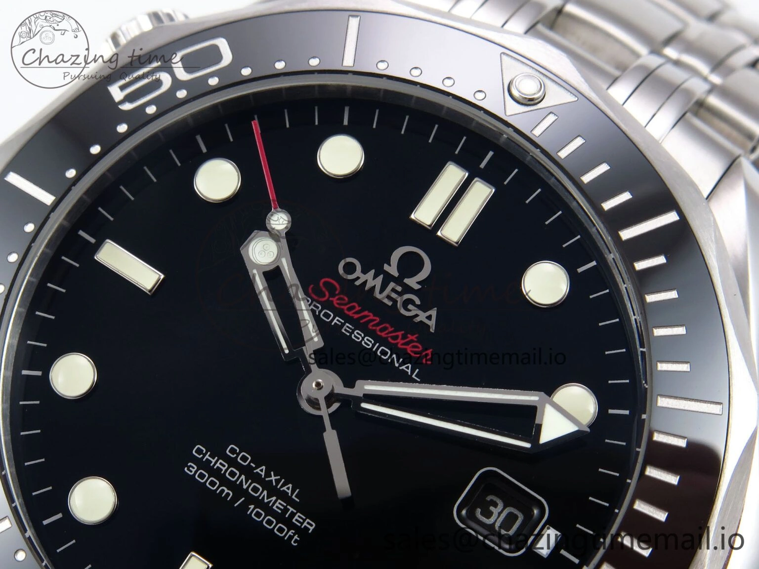 Seamaster Diver 300M OMF 1:1 Best Edition Black Ceramic Black Dial on SS Bracelet A2500