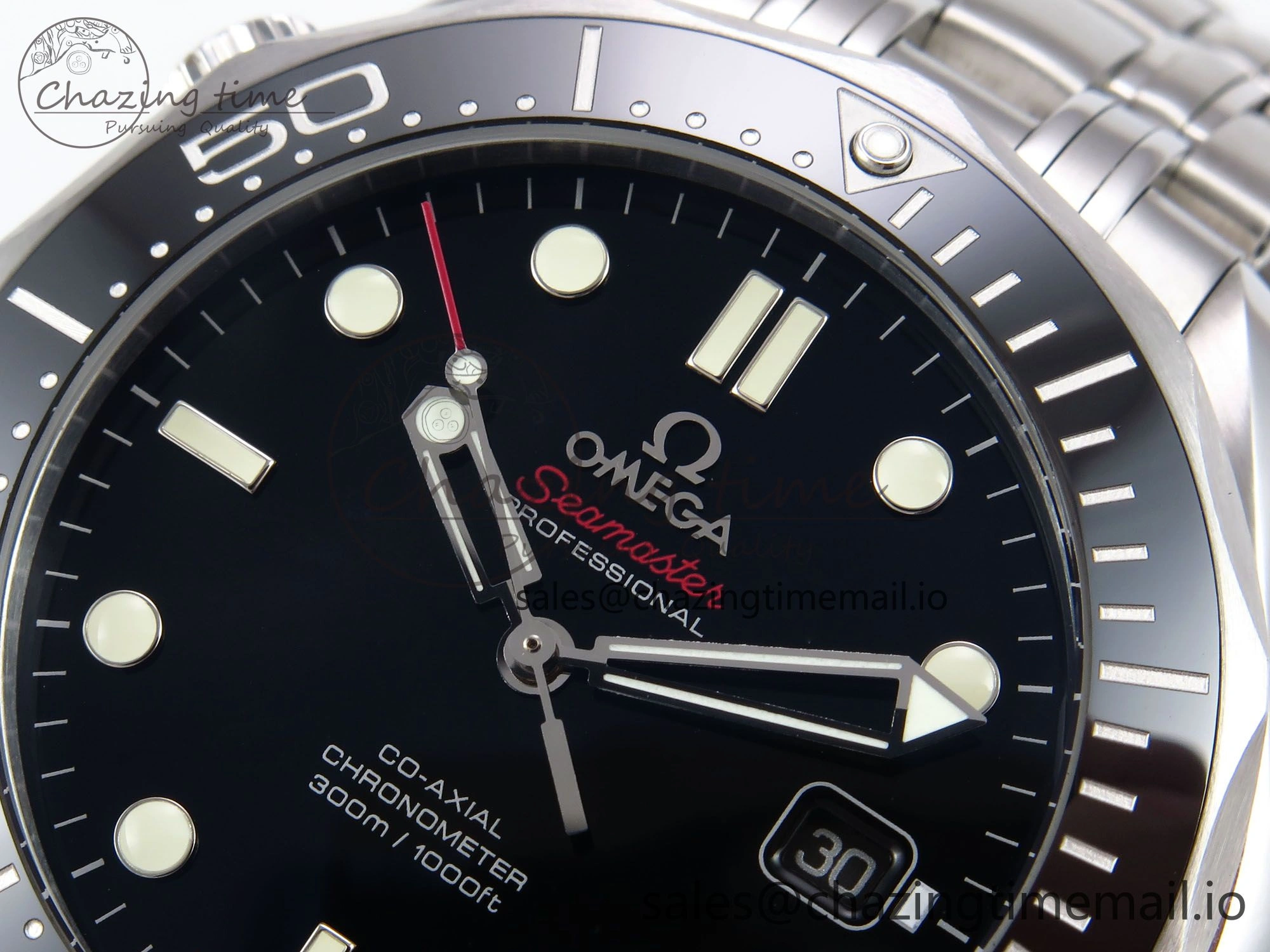 Seamaster Diver 300M OMF 1:1 Best Edition Black Ceramic Black Dial on SS Bracelet A2500