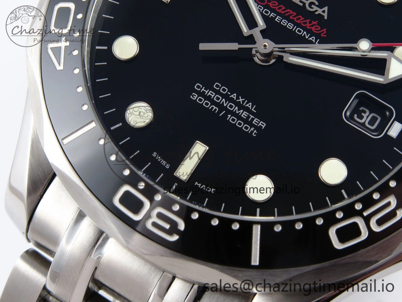 Seamaster Diver 300M OMF 1:1 Best Edition Black Ceramic Black Dial on SS Bracelet A2500