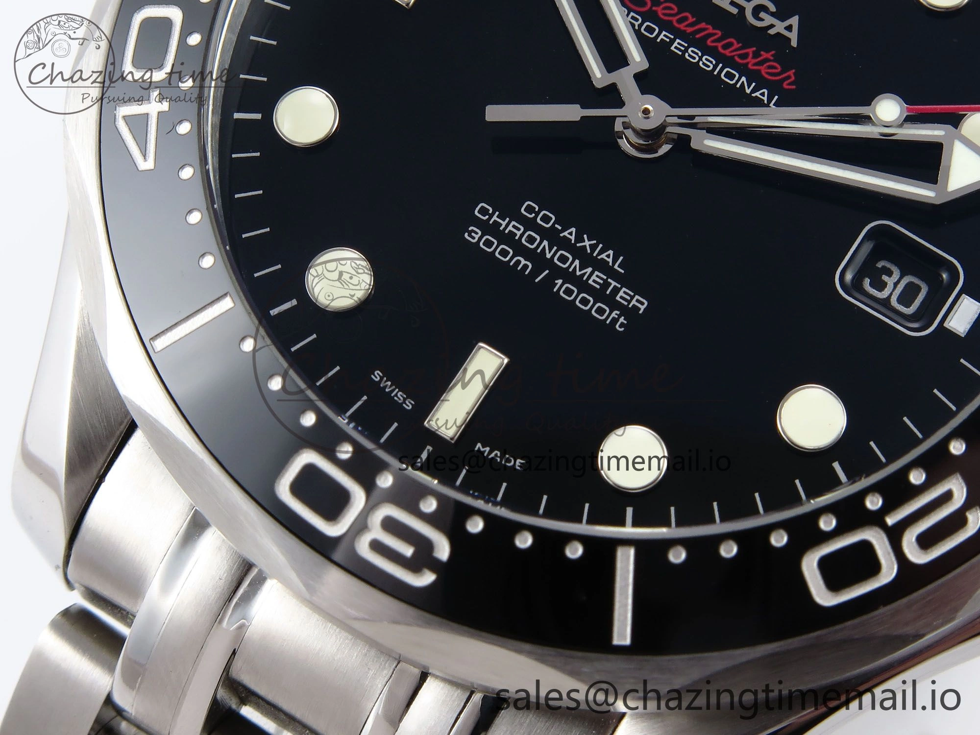 Seamaster Diver 300M OMF 1:1 Best Edition Black Ceramic Black Dial on SS Bracelet A2500