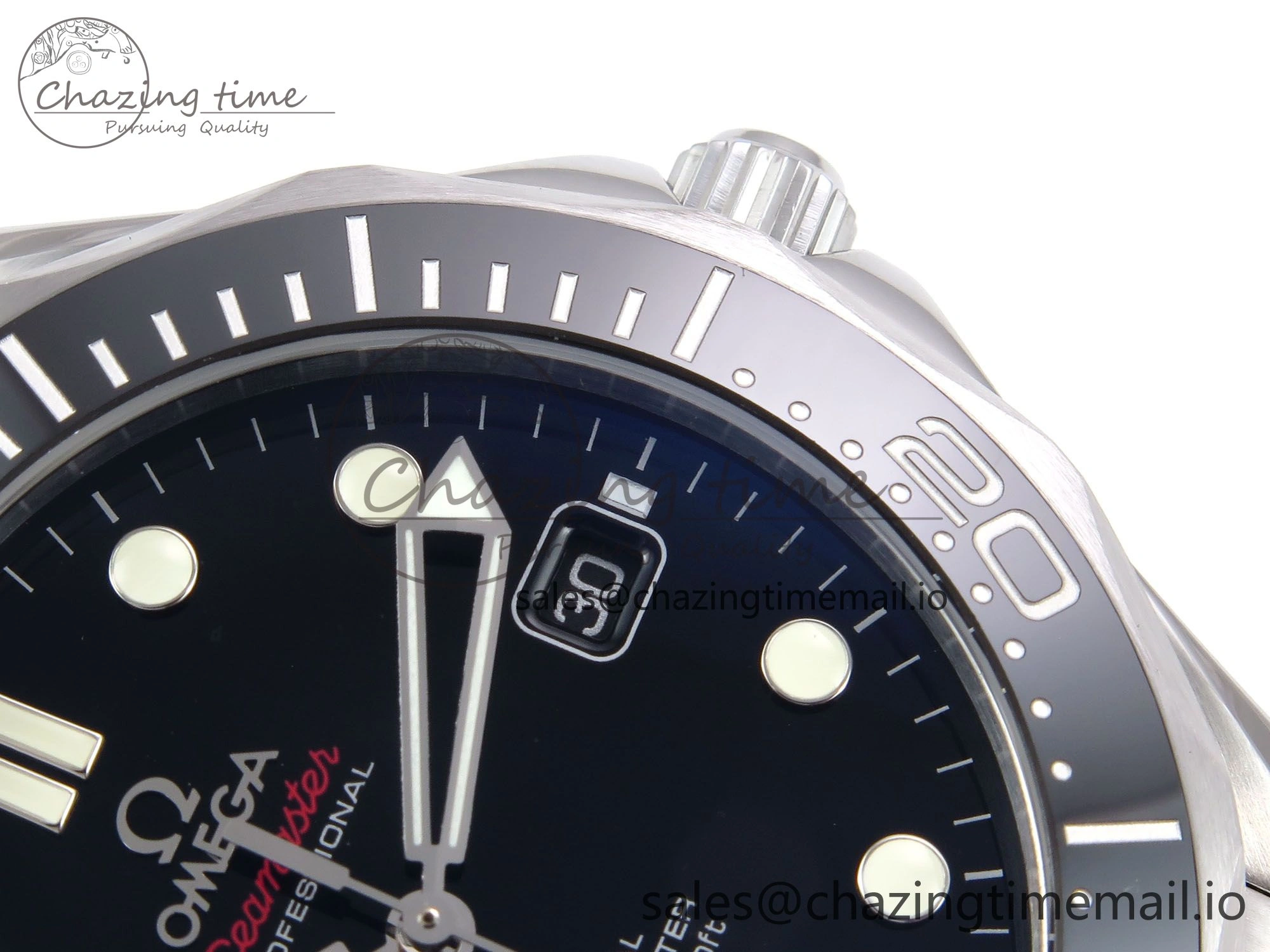 Seamaster Diver 300M OMF 1:1 Best Edition Black Ceramic Black Dial on SS Bracelet A2500