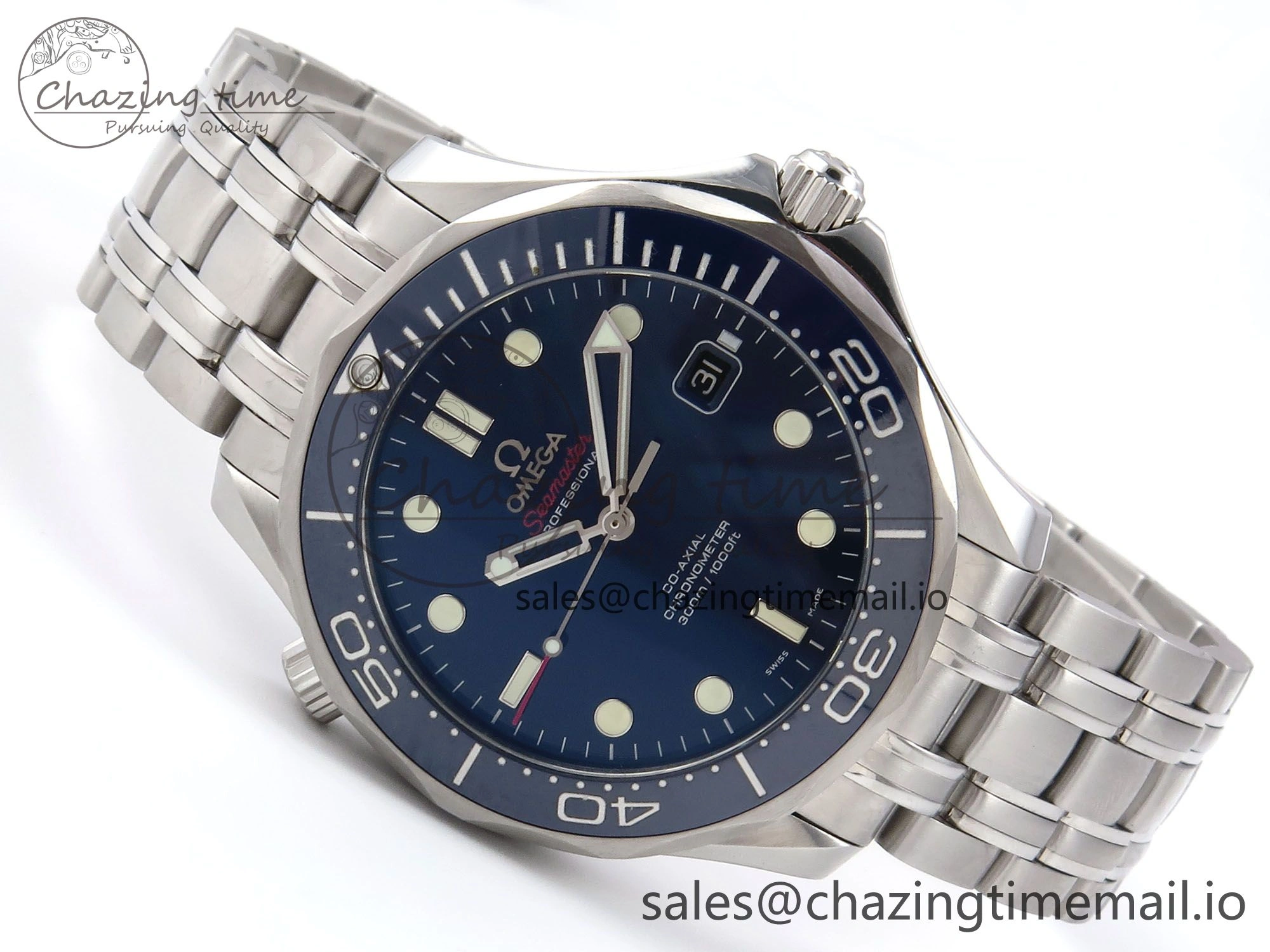 Seamaster Diver 300M OMF 1:1 Best Edition Blue Ceramic Blue Dial on SS Bracelet A2500