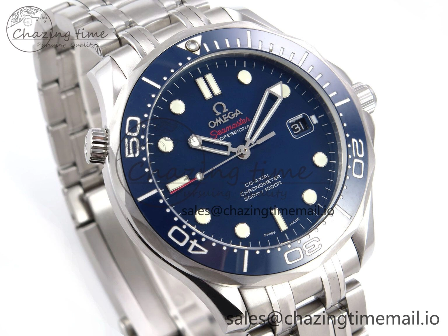 Seamaster Diver 300M OMF 1:1 Best Edition Blue Ceramic Blue Dial on SS Bracelet A2500