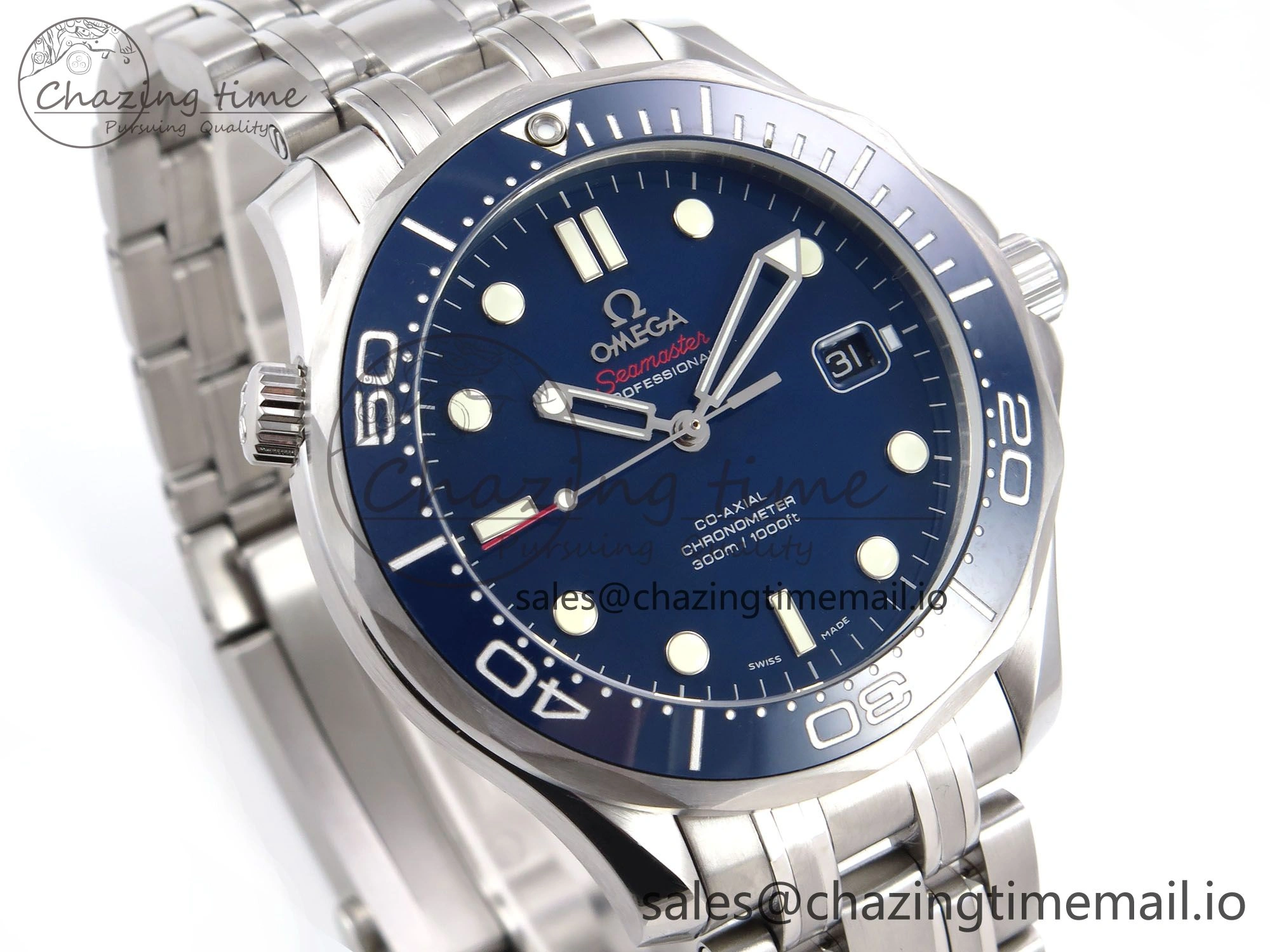 Seamaster Diver 300M OMF 1:1 Best Edition Blue Ceramic Blue Dial on SS Bracelet A2500