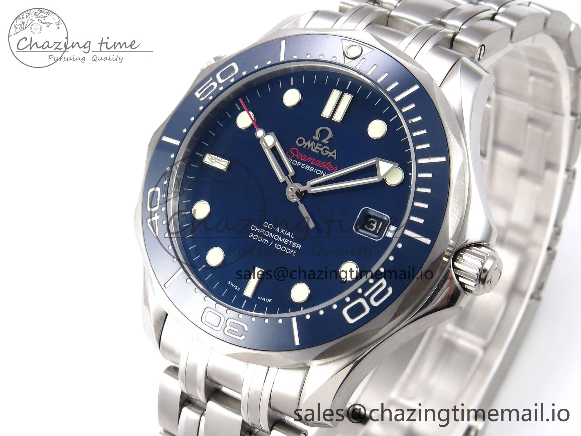 Seamaster Diver 300M OMF 1:1 Best Edition Blue Ceramic Blue Dial on SS Bracelet A2500