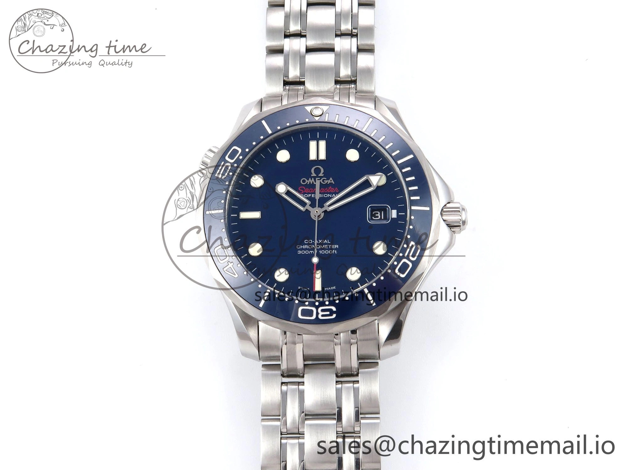 Seamaster Diver 300M OMF 1:1 Best Edition Blue Ceramic Blue Dial on SS Bracelet A2500