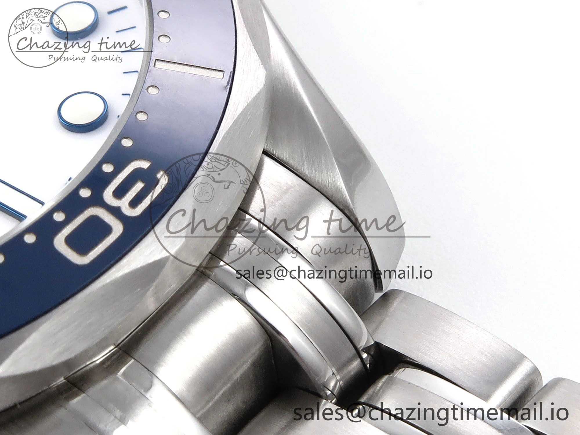 Seamaster Diver 300M OMF 1:1 Best Edition Blue Red Ceramic White Dial on SS Bracelet A2507