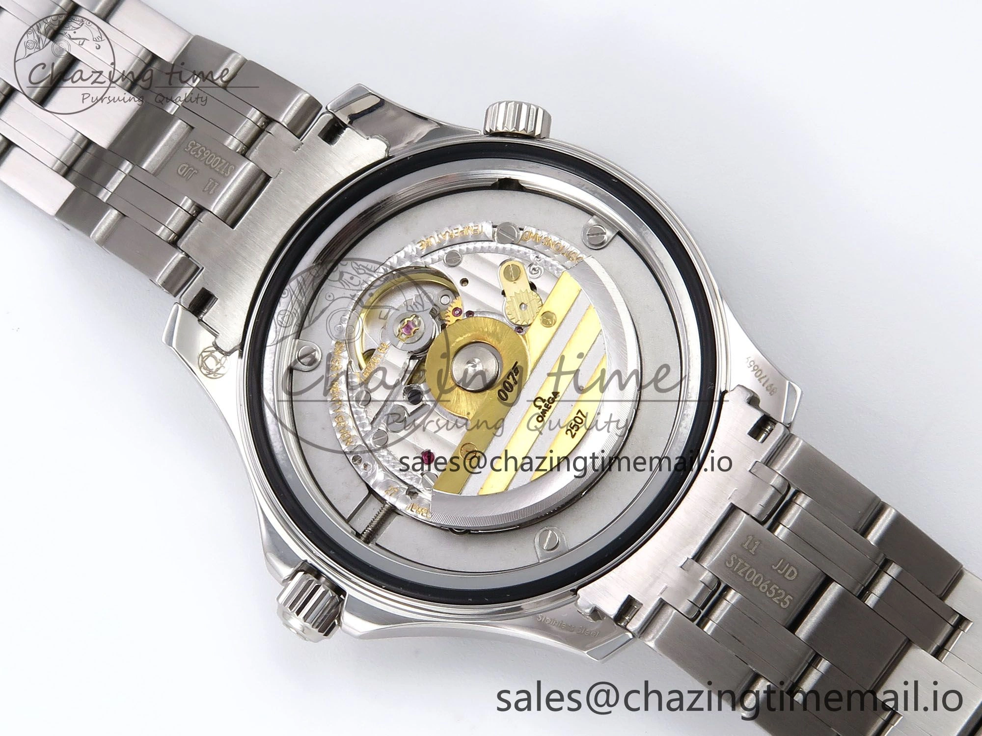Seamaster Diver 300M OMF 1:1 Best Edition Blue Red Ceramic White Dial on SS Bracelet A2507