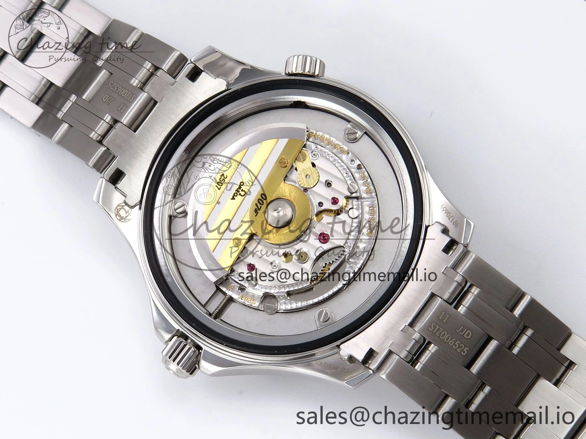 Seamaster Diver 300M OMF 1:1 Best Edition Blue Red Ceramic White Dial on SS Bracelet A2507