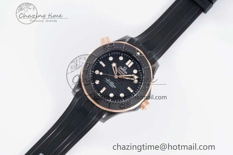 Seamaster Diver 300M ORF 1:1 Best Edition Black Ceramic Black Dial on Black Rubber Strap A8806