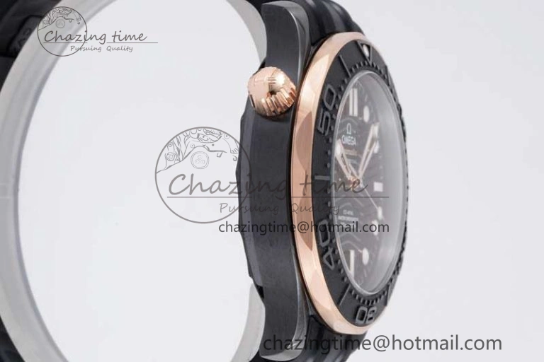Seamaster Diver 300M ORF 1:1 Best Edition Black Ceramic Black Dial on Black Rubber Strap A8806