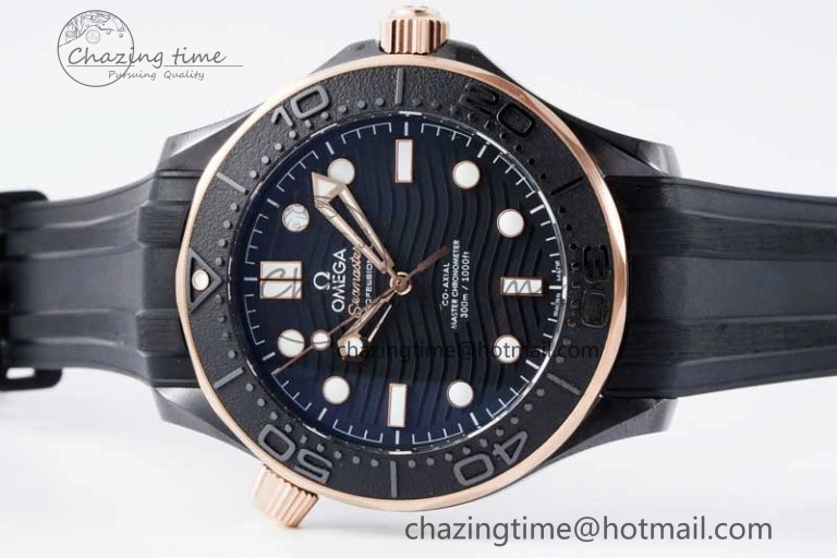 Seamaster Diver 300M ORF 1:1 Best Edition Black Ceramic Black Dial on Black Rubber Strap A8806