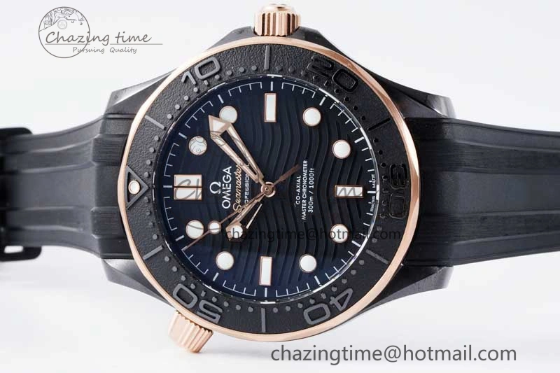 Seamaster Diver 300M ORF 1:1 Best Edition Black Ceramic Black Dial on Black Rubber Strap A8806