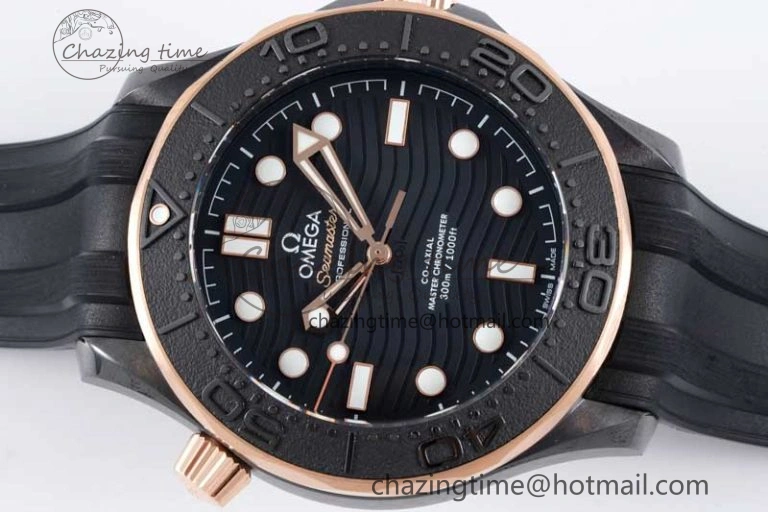 Seamaster Diver 300M ORF 1:1 Best Edition Black Ceramic Black Dial on Black Rubber Strap A8806