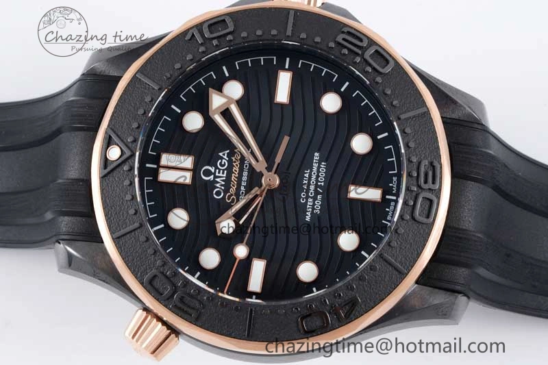 Seamaster Diver 300M ORF 1:1 Best Edition Black Ceramic Black Dial on Black Rubber Strap A8806